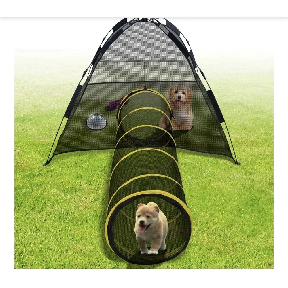 Cat Play House Outdoor Kitty Compound Tube Enclosure Yard Pen Cage Fun Tent